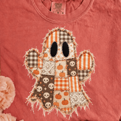 Floral patchwork halloween DTF Transfer, Ready to Press Rustic Key Transfers