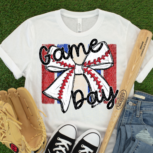 Game day baseball red and blue DTF Transfer, Ready to Press