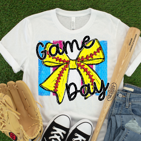 Game day sky blue and pink DTF Transfer, Ready to Press