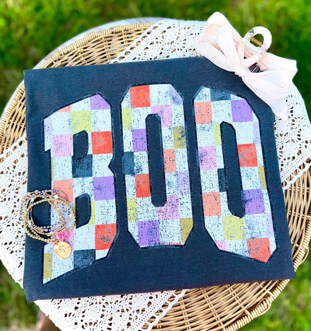 Boo checker distressed DTF Transfer, Ready to Press Rustic Key Transfers