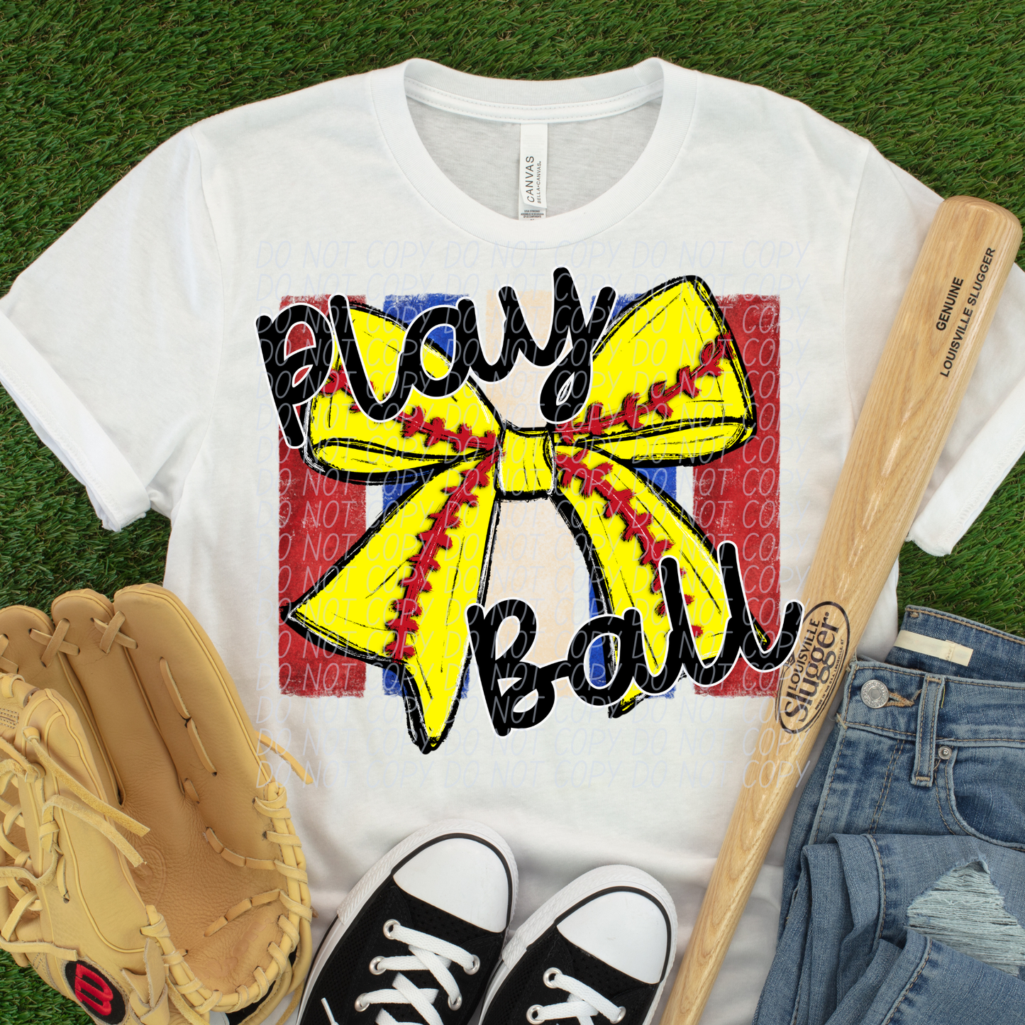 Play ball softball red and blue DTF Transfer, Ready to Press