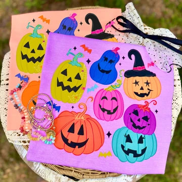 Colorful pumpkins DTF Transfer, Ready to Press Rustic Key Transfers