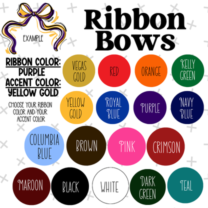 Custom Ribbon Mascot Bow DTF TRANSFER: Ready To Press