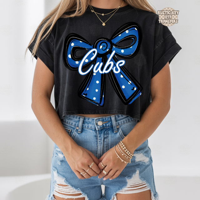 Cubs Polka dot bow DTF Transfer, Ready to Press