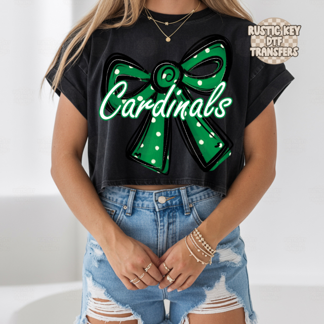 Cardinals Polka dot bow DTF Transfer, Ready to Press
