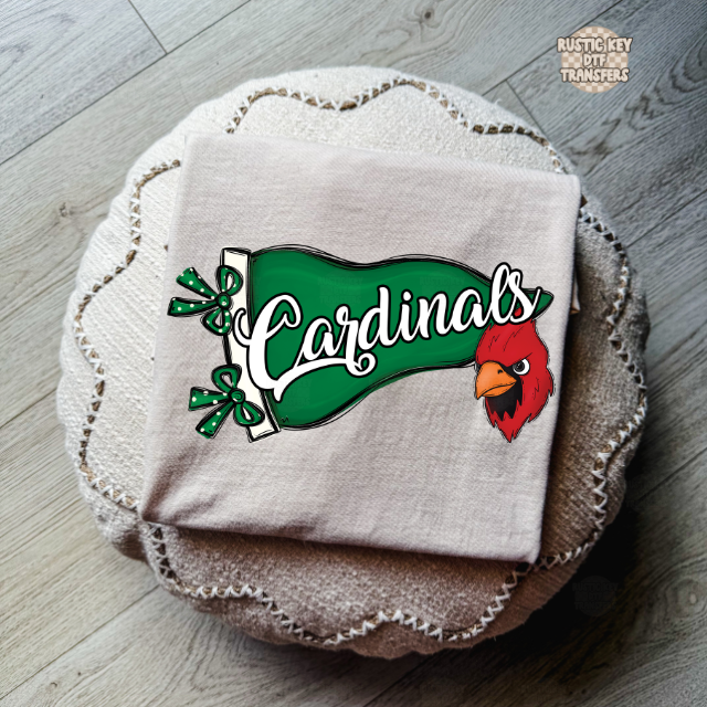 Cardinals mascot pennat DTF Transfer, Ready to Press