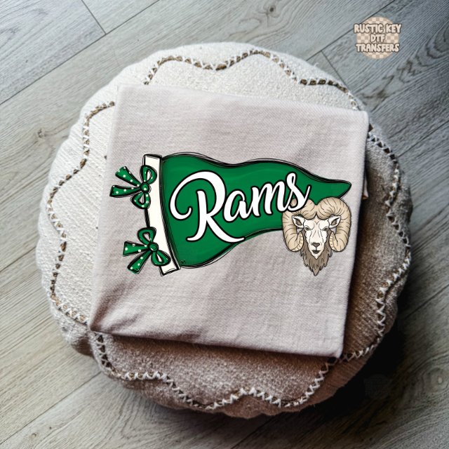 Rams mascot pennat DTF Transfer, Ready to Press