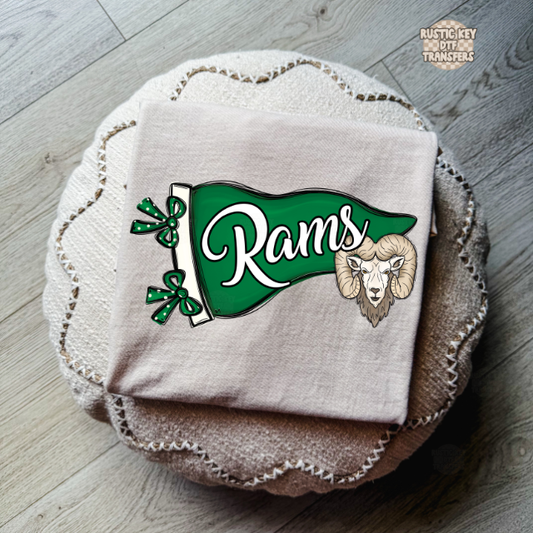 Rams mascot pennat DTF Transfer, Ready to Press