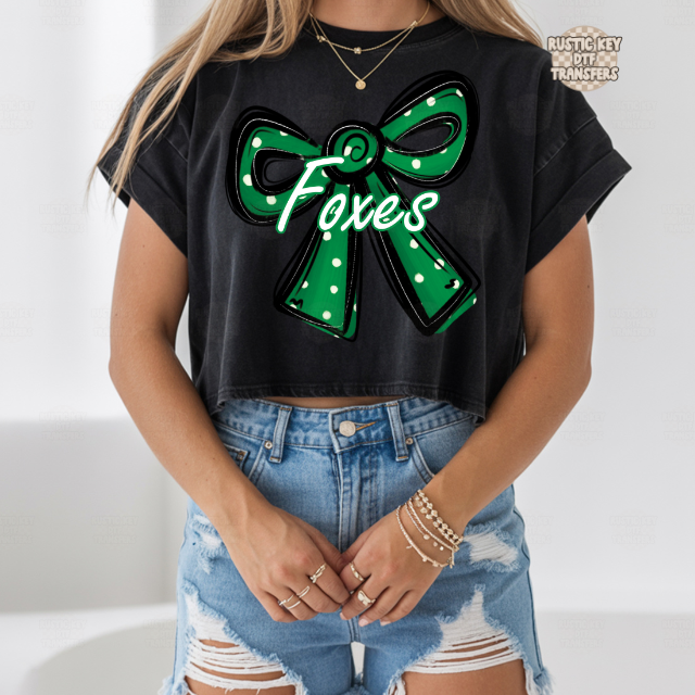 Foxes Polka dot bow DTF Transfer, Ready to Press