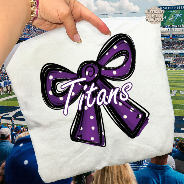 Titans red polka dot bow DTF Transfer, Ready to Press
