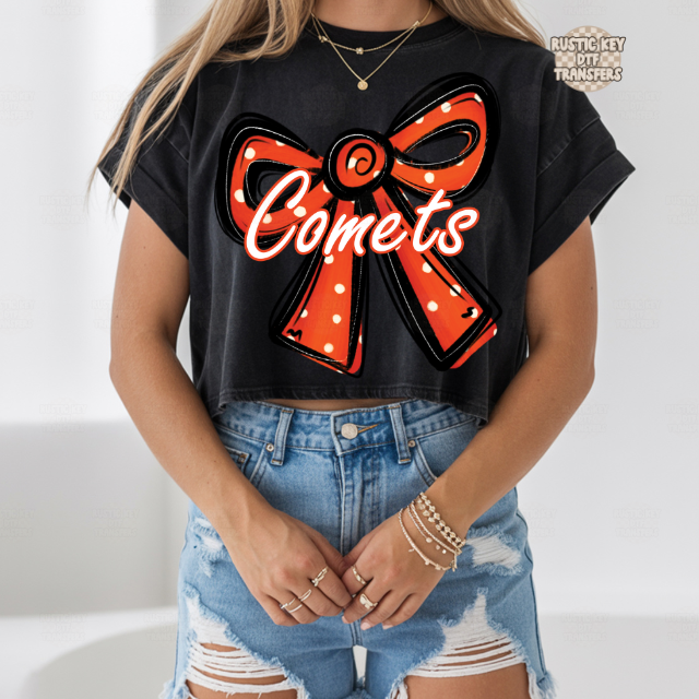 Comets Polka dot bow DTF Transfer, Ready to Press