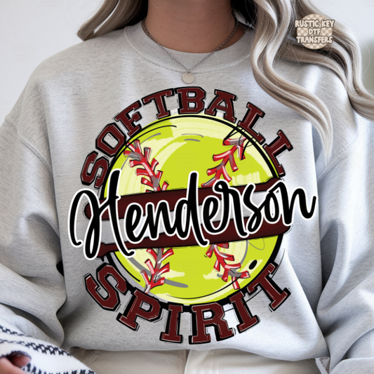 Henderson Softball spirit DTF Transfer, Ready to Press