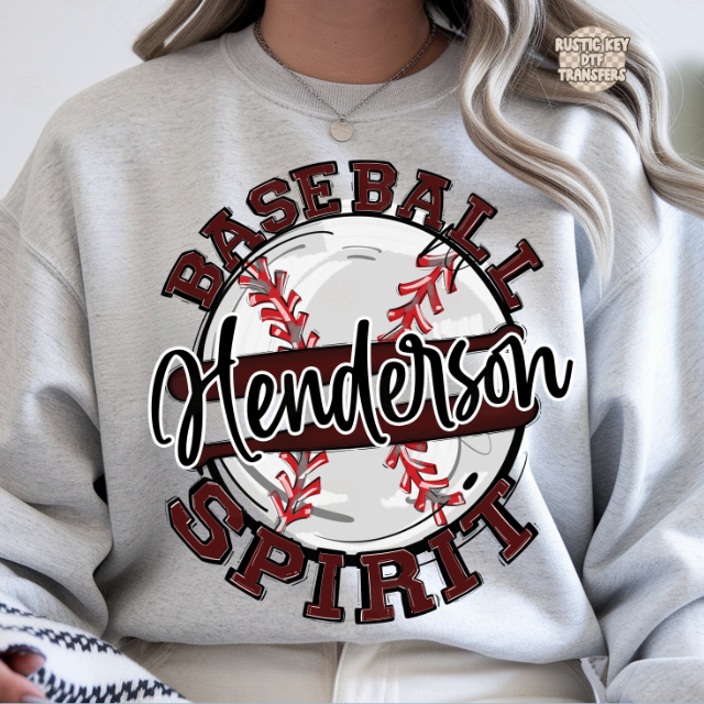Henderson baseball spirit DTF Transfer, Ready to Press