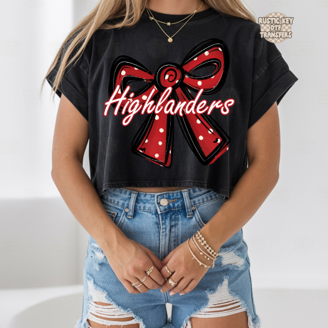 Highlanders Polka dot bow DTF Transfer, Ready to Press