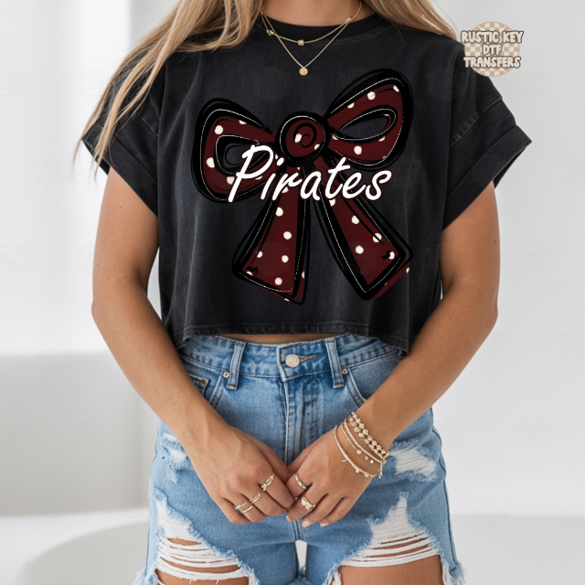Pirates Polka dot bow DTF Transfer, Ready to Press