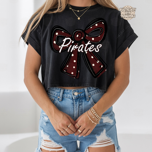 Pirates Polka dot bow DTF Transfer, Ready to Press