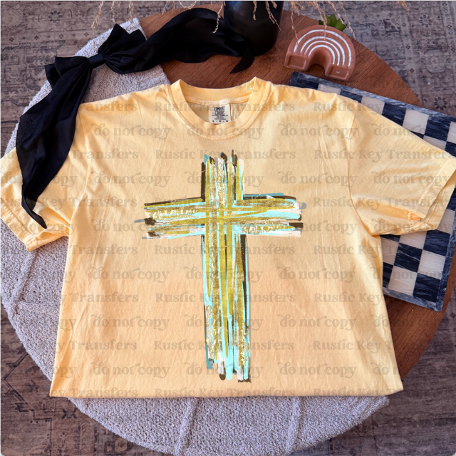 Brushed cross DTF Transfer, Ready to Press