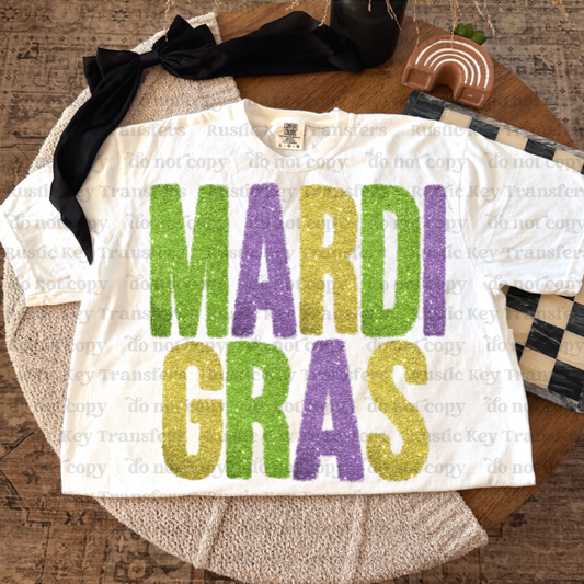 Mardi Gras DTF Transfer, Ready to Press