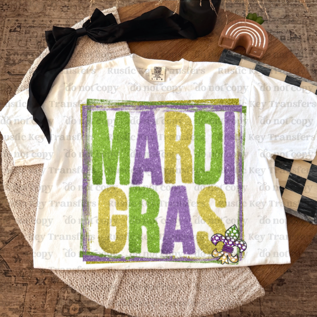 Mardi Gras DTF Transfer, Ready to Press