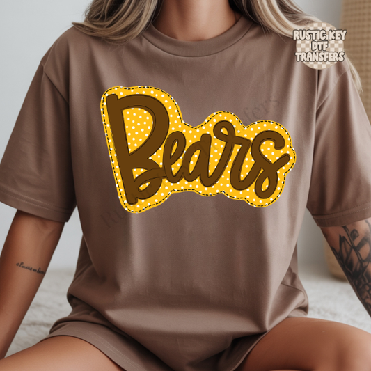 Bears polka dot DTF Transfer, Ready to Press