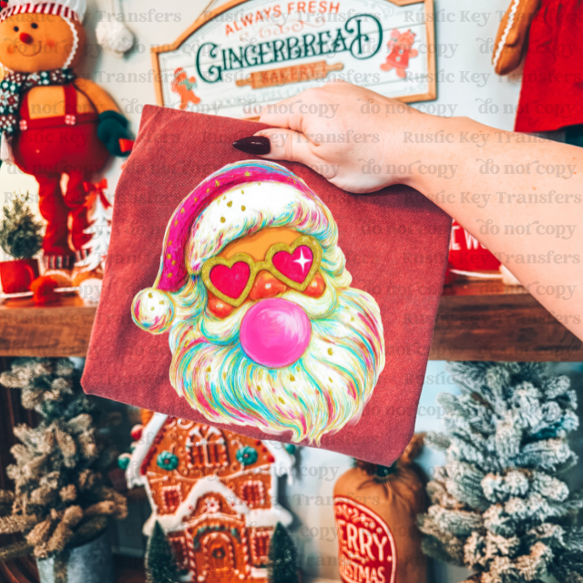 Colorful Santa DTF Transfer, Ready to Press