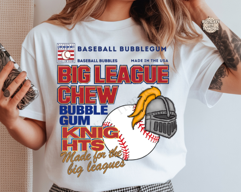 Big Chew Knights Baseball DTF Transfer, Ready to Press