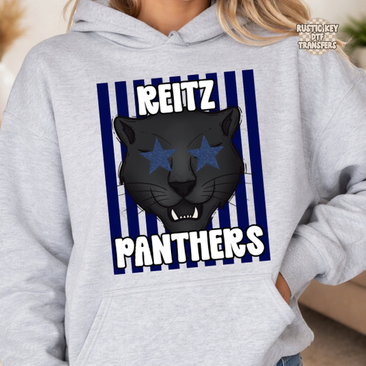 Reitz Panthers stripes DTF Transfer, Ready to Press