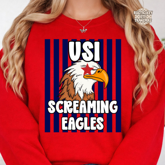 USI screaming eagles stripes navy DTF Transfer, Ready to Press