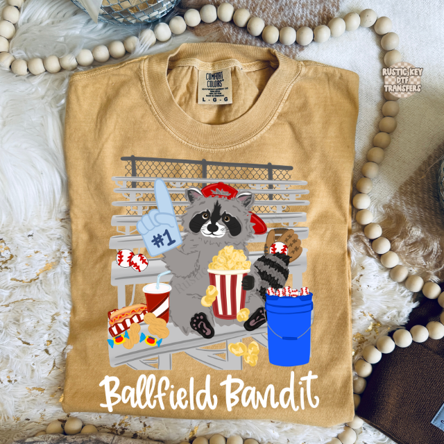 Ballfield Bandit DTF Transfer, Ready to Press