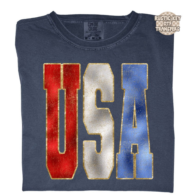 USA Metallic  DTF Transfer, Ready to Press