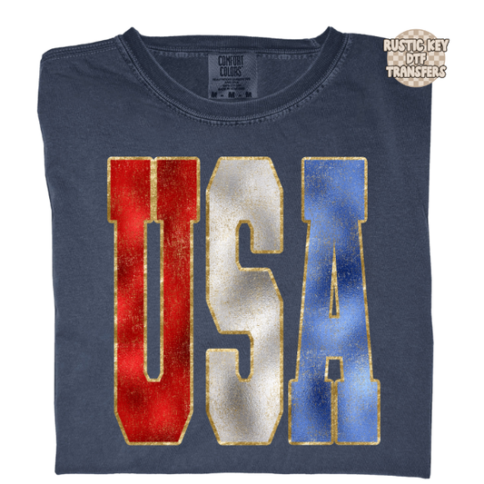 USA Metallic  DTF Transfer, Ready to Press