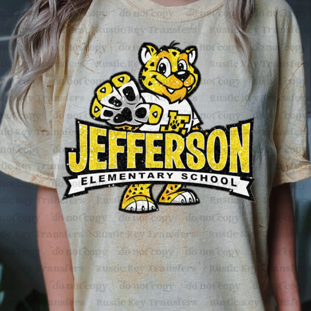 Jefferson Jaguars sequin DTF Transfer, Ready to Press