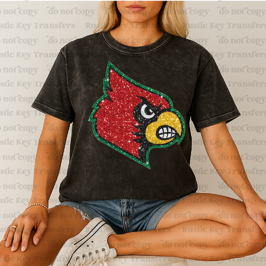 Cardinals sequin DTF Transfer, Ready to Press