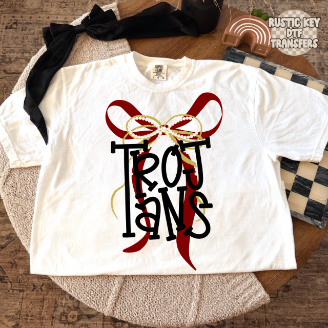 Trojans Pearl Bow DTF Transfer, Ready to Press