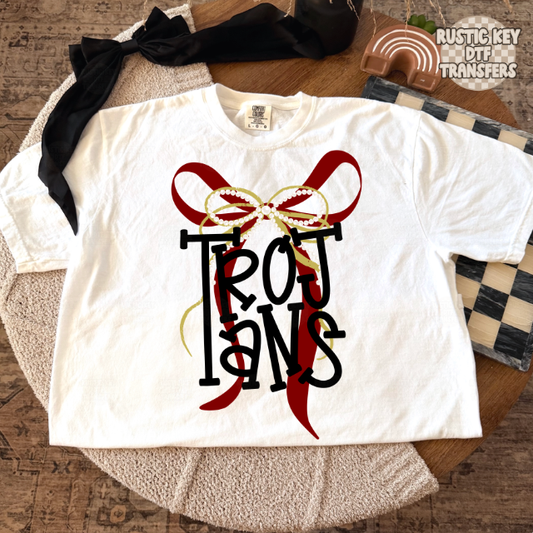 Trojans Pearl Bow DTF Transfer, Ready to Press