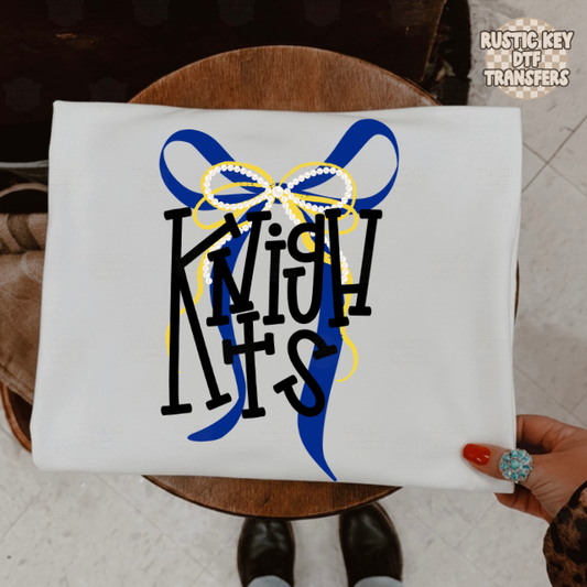 Knights Pearl Bow DTF Transfer, Ready to Press