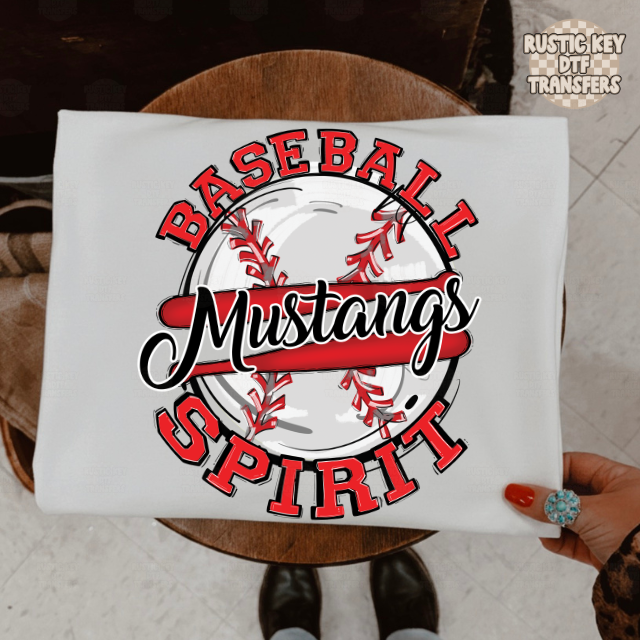 Mustangs baseball spirit Bow DTF Transfer, Ready to Press