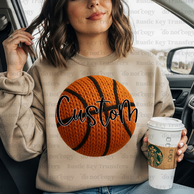 Custom Basketball Faux Yarn DTF Transfer, Ready to Press