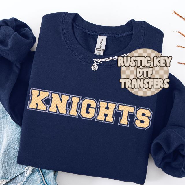 Knights seersucker (Navy & Gold) DTF TRANSFER