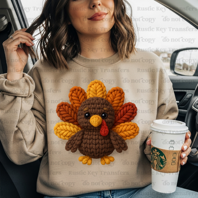 Turkey Faux Yarn DTF Transfer, Ready to Press