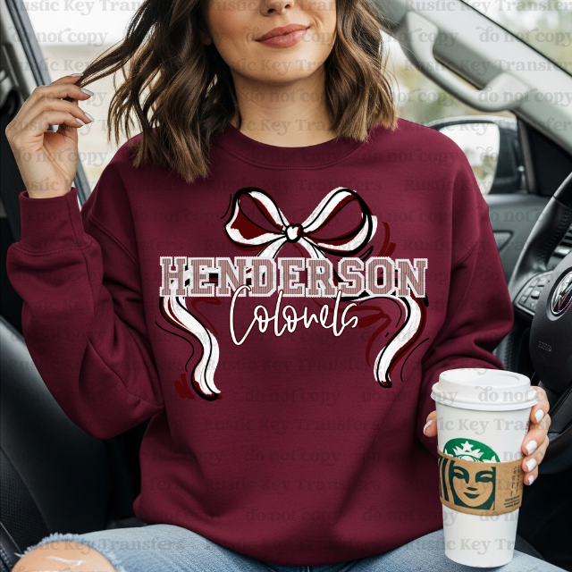 Henderson Colonels Seersucker ribbon bow DTF Transfer, Ready to Press