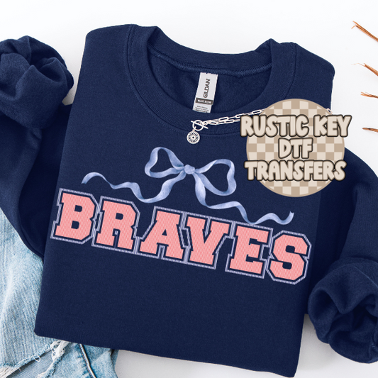 Braves seersucker bow (Navy & Red) DTF TRANSFER