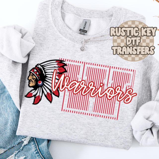 Warriors seersucker mascot DTF TRANSFER