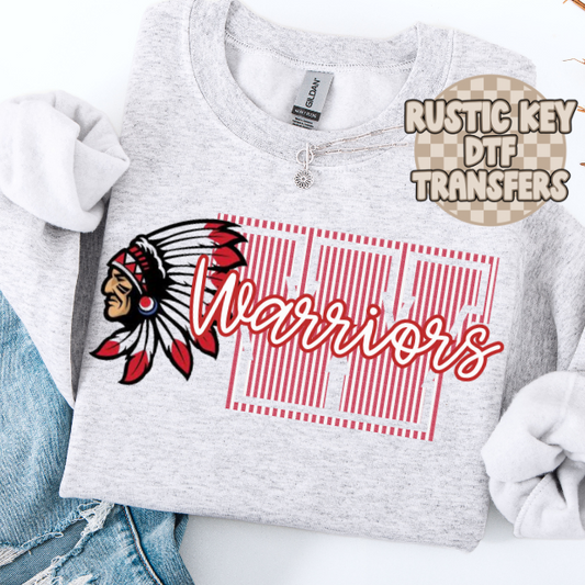 Warriors seersucker mascot DTF TRANSFER