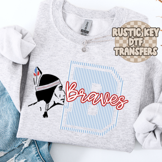 Braves Columbia blue & red seersucker mascot DTF TRANSFER