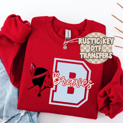 Braves Columbia blue & red seersucker mascot DTF TRANSFER