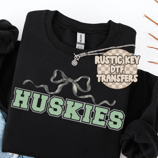 North Huskies seersucker bow DTF TRANSFER