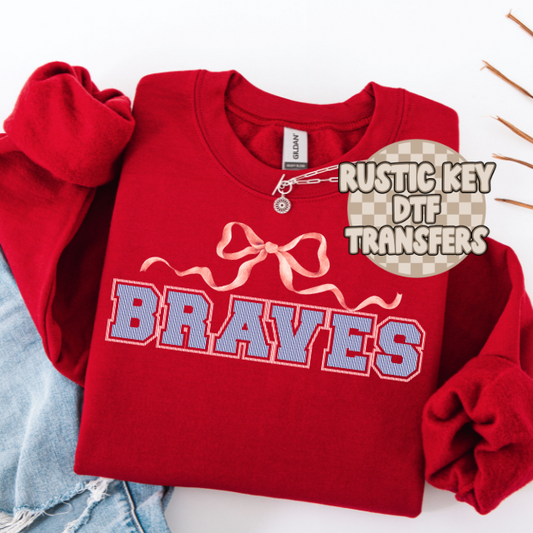 Braves seersucker bow (Navy & Red) DTF TRANSFER