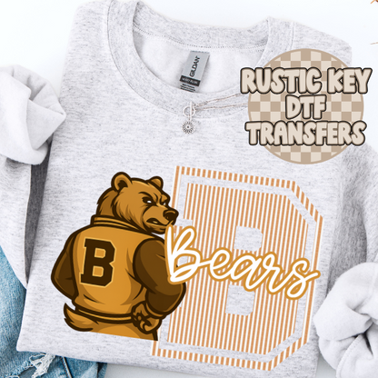 Central Bears seersucker mascot (Gold) DTF TRANSFER
