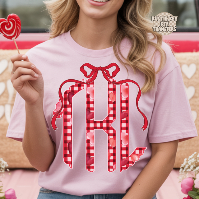 Valentine Monogram DTF Transfer, Ready to Press